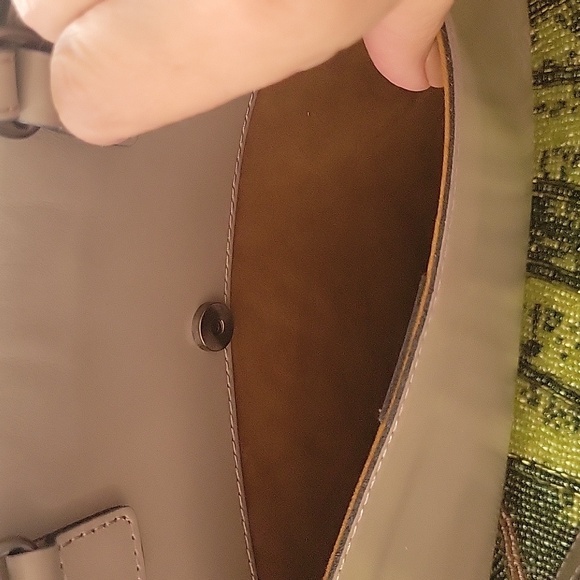 NWT Gorgeous leather patricia nash small woven Ava tote in STONE - Picture 5 of 12